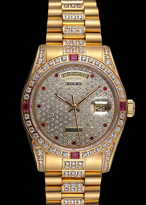 Swiss Rolex Day-Date Diamonds Yellow Gold-srl184 621614